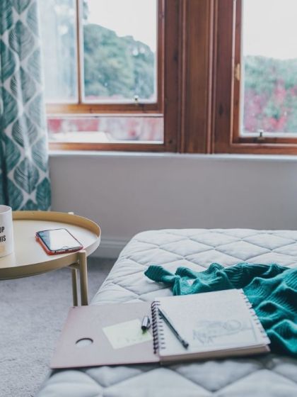 Photo room with window and writers' stuff